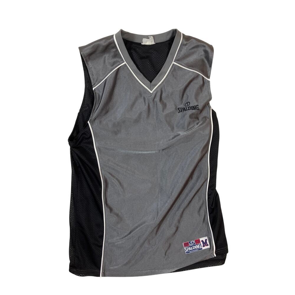 Vintage 90s Spalding Tank Top Athletic Mens Large Grey Basketball